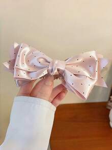 1pc Polka Dot Bow Hair Clip, Elegant Satin Banana Clip Suitable For Half-Up Hairstyles, Sweet Hair Accessory For Daily Wear & Parties - Multicolor - View 5