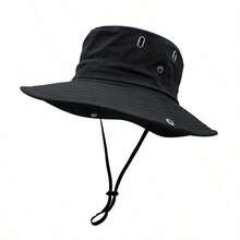 Sun Protection Hat Outdoor Fishing Hiking Hat Western Cowboy Hat Unisex Drawstring Bucket Hat Wide Brim Summer Vacation - Khaki - View 8