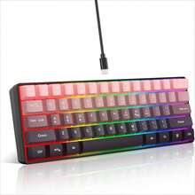 Snpurdiri 60% Wired Gaming Keyboard, 61 Keys RGB Backlit Ultra-Compact Small Gaming Keyboard, For PC/ Gamer, Typist, Travel, Easy To Carry On Business Trip (Pink-Black) - Xem 2