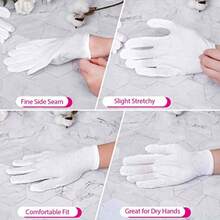 20 Pair Cotton Glove For Dry Hand White Cotton Glove For Eczema Cometic Moiturizing And Jewelry Inpecn Medium Ize - As Pic - View 4