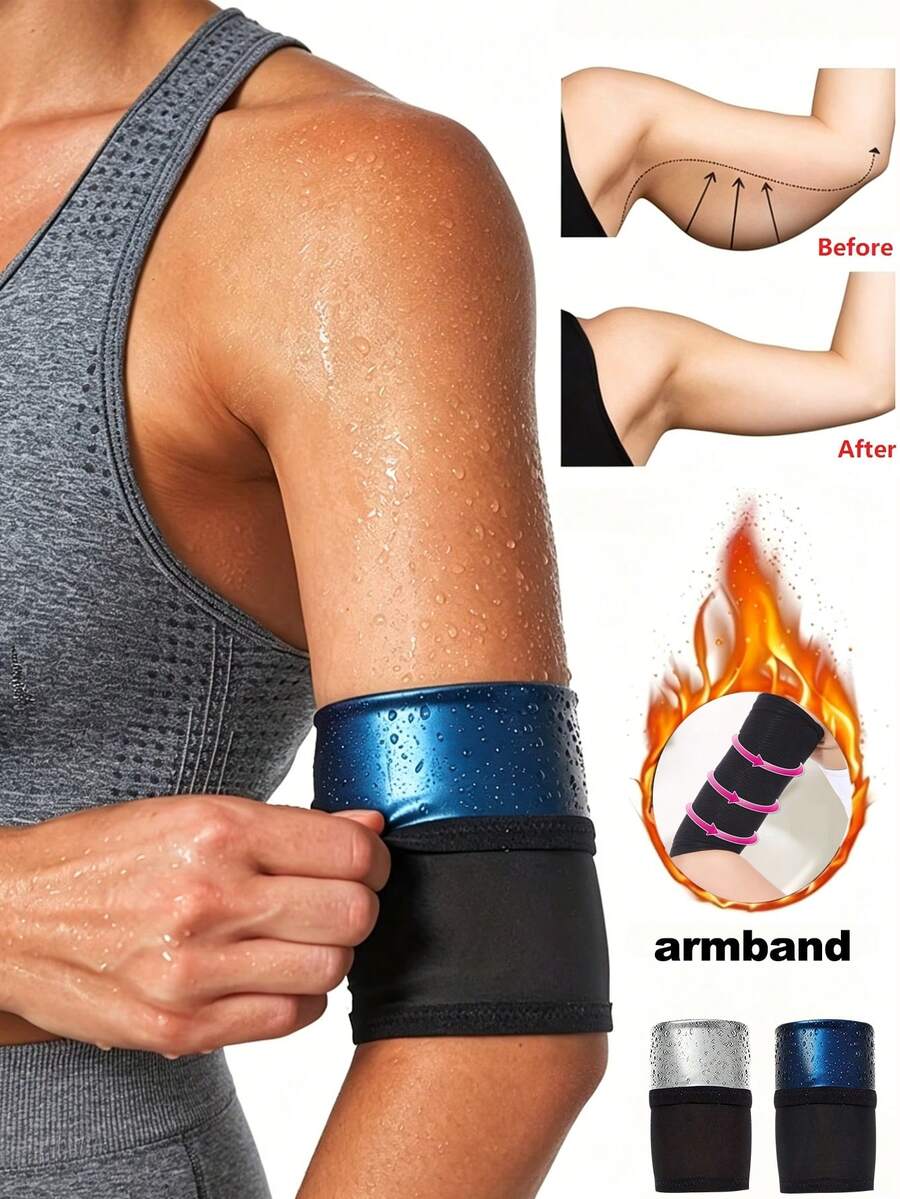 2pcs Women Arm Shaper, Elastic Slimming Arm Trimmer, Arm Compression Sauna Wrap, For Weight Loss, Fitness, Arm Shaping And Sculpting, Suitable For Women And Girls - Blue - View 1