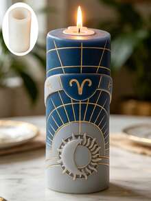 3D Aries Zodiac Sign Cylinder Candle Silicone Mold Sun Moon Relief DIY Craft Mold Home Decor - Aries - View 6