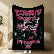 1PC Monster Jam  Monster Truck Racing Flannel Throw Blanket 50"X60" (Multiple Sizes) -  Green Truck Flying In Dust, Action Shot, Tapestry Wall Hanging, Monster Truck Fan Gift, Room Decor, Perfect For Sofa, Bed, Office -280gsm - nhiều màu 20 - Xem 12