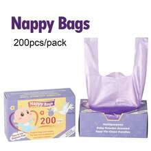 200 Per Box. Pull-Out Design, Disposable Baby Diaper Bags, Waterproof Baby Diaper Waste Bags, Easy To Carry And Use. - Multicolor - View 7