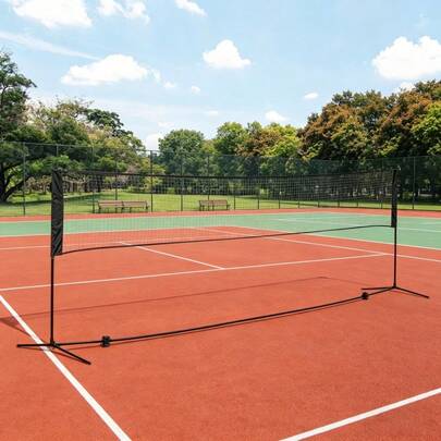 200.75" X 40.5" X 42.25" - 61" Badminton Set, Badminton Net, 2 Badminton Rackets, 3 Badminton Birdies, 2 Pickle Ball Rackets, 2 Pickle Balls, 1 Volleyball, 1 Net, And 1 Pump