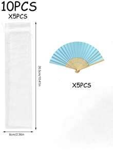 10pcs/Set Summer Essential Simple Paper Folding Fans, White And Colorful Styles, Portable Hand Held Fans Suitable For Weddings, Parties, Christening Ceremony Bride Gifts, DIY Decor And Photography Props,Festival,Accessories - Multicolor - View 35