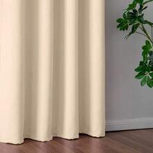 1 Piece Thermal Blackout Curtain 135x225 Cm, Total Light And UV Ray Blocking, Noise And Temperature Insulation, Ideal For Bedroom, Living Room Or TV Room - 淺咖哩色 - 查看 5