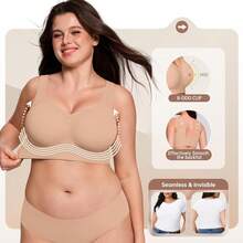 Jelly Bras For Women No Underwire Wireless Support Lift Full Coverage Plus Size Comfort Seamless Bra - Sand - View 2