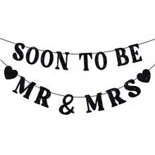 Soon To Be Mr & Mrs Banner, Suitable For Bridal Shower Decor, Pre-Wedding Gold Glitter Decoration, Bachelorette Party, Engagement Celebration - Soon to Be Mr & Mrs. Laqi - View 15