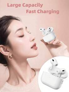TWS True Wireless Bluetooth Earbuds, Sweat-Resistant White Design, Built-In Microphone For Clear Calls, Compatible With IOS And Android Devices, Suitable For Fitness, Running And Daily Use - White - View 2