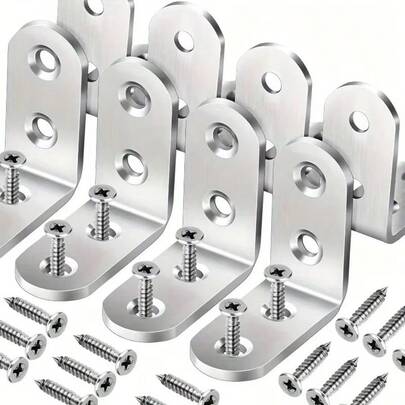 10pcs L-Shaped Corner Brackets (With Screws), Furniture Connecting Fittings