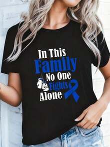 En esta familia nadie lucha solo contra el cáncer de colon.,playera de mujer - Negro - Ver 2