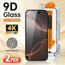 Bộ 2 miếng dán màn hình cường lực 4K Ultra HD bóng bẩy, tương thích với iPhone 17/17 Pro/17 Pro Max/17 Air/16e/16/16 Pro Max/16 Plus/15 Pro Max/14/13/12 Mini/11 XR X XS Max, dán dễ dàng chỉ với một cú nhấp chuột, bảo vệ toàn màn hình, chống bám vân tay, bền bỉ, kèm dụng cụ. - Trong sáng - Xem 2