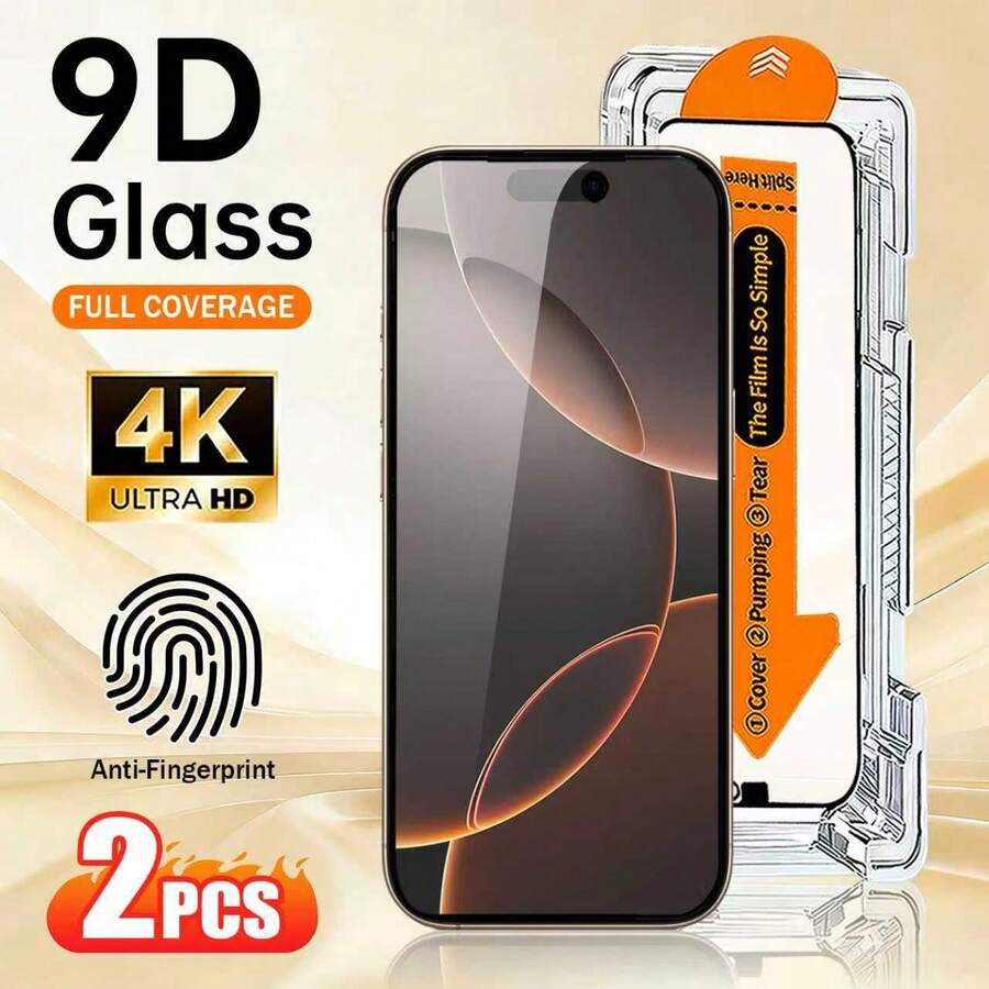Bộ 2 miếng dán màn hình cường lực 4K Ultra HD bóng bẩy, tương thích với iPhone 17/17 Pro/17 Pro Max/17 Air/16e/16/16 Pro Max/16 Plus/15 Pro Max/14/13/12 Mini/11 XR X XS Max, dán dễ dàng chỉ với một cú nhấp chuột, bảo vệ toàn màn hình, chống bám vân tay, bền bỉ, kèm dụng cụ.