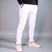 Pantalón Skinny de Gabardina Stretch para Hombre John Silver - Blanco y Negro - Ver 3