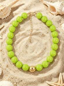 1pc Bohemian Acrylic Round Geometric Beaded Handmade Necklace, Multicolor, Suitable For Summer Beach Vacation - Handmade Beaded Necklace - View 33