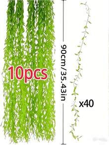 40/60 根超长豪华柳条藤蔓，35.4 英寸人造常绿常春藤，浓密纹理绿叶，仿真藤蔓，适用于新年、复活节、圣帕特里克节、开斋节、春季家居、户外、婚礼拱门装饰 - 綠色 - 查看 14