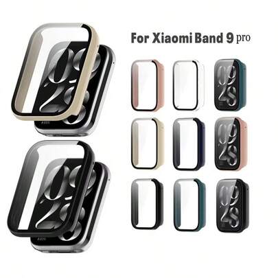 Ốp lưng PC + Kính cường lực cho Mi Band 8 Pro/9 Pro, Miếng dán bảo vệ màn hình chống trầy xước & Phụ kiện ốp bảo vệ cứng
