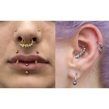 Khuyên mũi hình cá 16G có khớp nối - Đính đá Cubic Zirconia, chất liệu G23, unisex, phù hợp cho xỏ mũi, sụn tai, vành tai. - Bạc - Xem 8