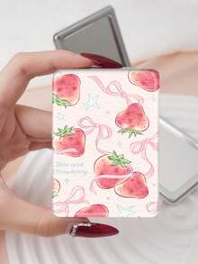 1 pieza Espejo de vanidad plegable estético Y2K, espejo portátil ligero y manual, de cuero de PU duradero, adecuado para todas las ocasiones y personas, espejo de maquillaje rectangular plegable - Multicolor - Ver 17