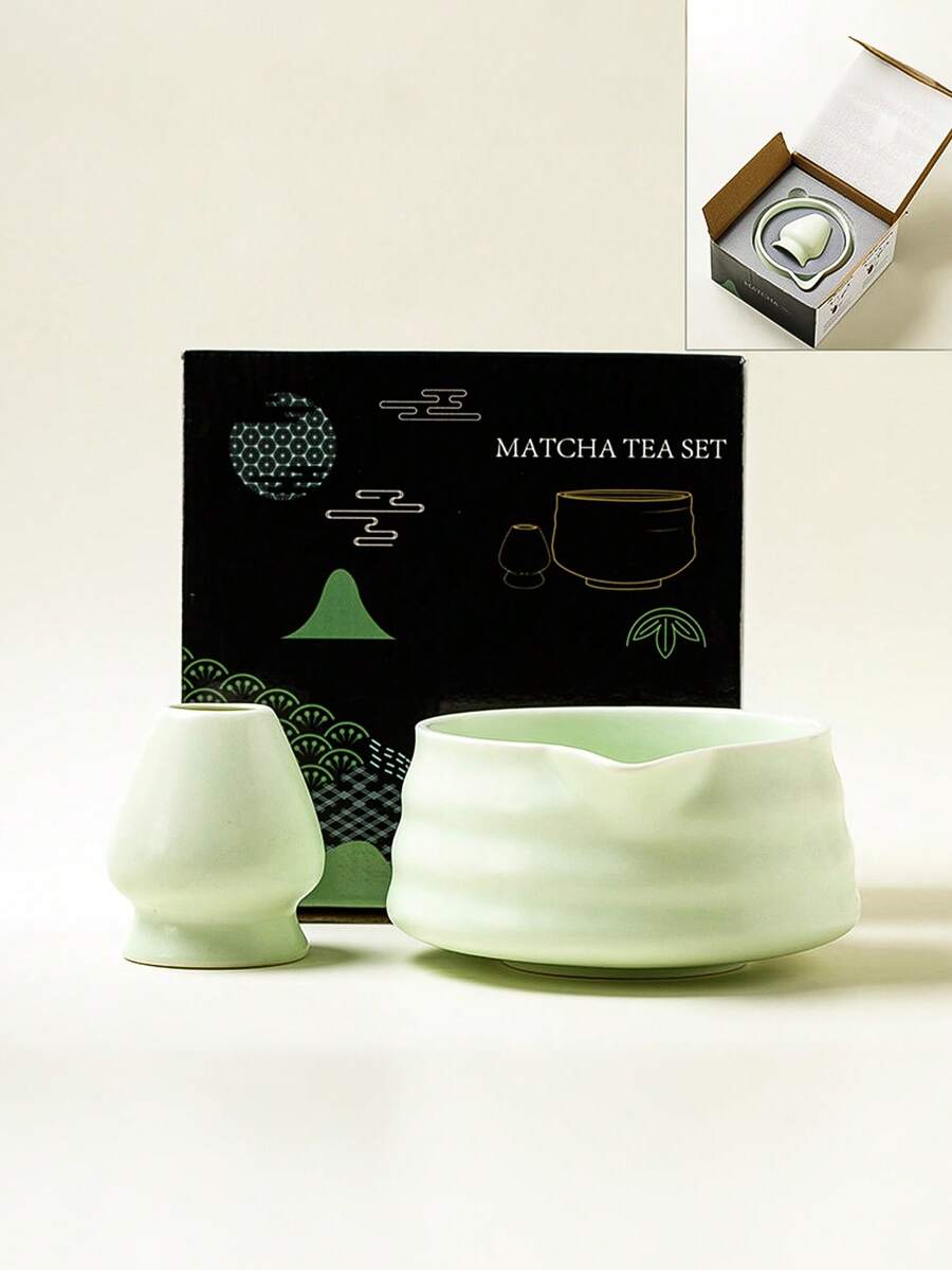 500ml/17oz Ceramic Matcha Bowl With Export, Japanese-Style Tea Bowl For Whisking And Pouring Tea, Handmade Matcha Tea Bowl For Matcha Ceremony And Daily Or Festival Use, Also Can Be Used As Kitchen Decor, Replaceable Matcha Set, Suitable For Matcha Lovers And Beginners, Can Be Given As Holiday Gifts To Loved Ones, Friends, Mother's Day Gifts (Mint Green) - Mint Green - View 1
