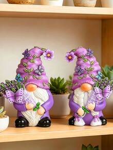 Lavender Purple Gnome Decor - Spring Home Office Decoration, Cute Summer Gnome Gift (Suitable For Women), Resin Butterfly Gnome Decor (Suitable For Desk And Shelf Decoration) - A - View 3