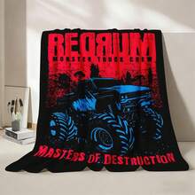1PC Monster Jam  Monster Truck Racing Flannel Throw Blanket 50"X60" (Multiple Sizes) -  Green Truck Flying In Dust, Action Shot, Tapestry Wall Hanging, Monster Truck Fan Gift, Room Decor, Perfect For Sofa, Bed, Office -280gsm - Multicolour 21 - View 6