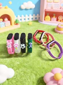 7pcs Kids LED Touch Screen Electronic Watch With Cute 3D Cartoon Pendant, 7 Color Options, Time & Date Display, Suitable For Birthday, Christmas, Holiday Gifts, Daily Wear, School, Sports - Multicolor - View 3
