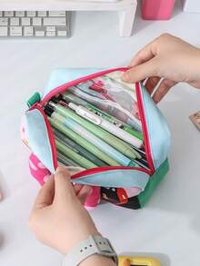 1个可爱豚鼠造型PVC手提化妆包，萌趣卡通文具袋，创意奖励礼品袋 - 彩色 - 查看 2