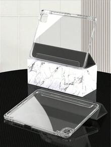 1個 透明 3つ折り iPadプロテクトケース、超薄型スタンド 衝撃吸収 ペンシルスロット、iPad mini 4/5/6、9.7/10.2/10.5インチ、Air 4/5/6/7、10th/11th Gen、Pro 11インチ、Air 11(M2)、Air 13、Pro 11(M4)等に対応、透明バックカバー、高透過率、DIYカスタマイズに便利 - ピンク - チェックする 5