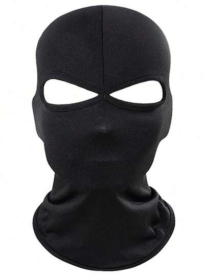 1 pieza Pasamontañas de doble orificio - Protección completa para la cara en negro y blanco, adecuado para esquiar, ciclismo y deportes al aire libre durante todo el año | Tela de poliéster resistente al viento y a los rayos UV | Máscara deportiva versátil con protección completa para la cara, adecuada para verano, playa, vacaciones