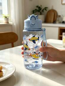 1pc 500ml Cute Children's Water Bottle With Straw, Portable For Outdoor/School Use, Best Gift For Kids - Multicolor - View 12