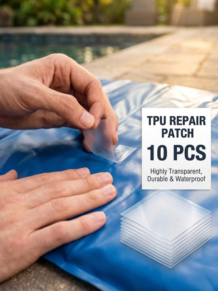 Bộ 10 miếng vá sửa chữa đồ bơm hơi TPU - Băng keo trong suốt Flex Seal cho hồ bơi, nệm hơi, ủng lội nước Aquaseal | Chịu lực cao - Nhiều màu - Xem 1