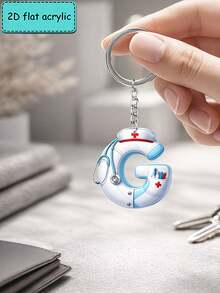Móc khóa chữ cái đồng phục y tá 2D bằng acrylic phẳng, móc khóa sáng tạo, chủ đề y tá, phụ kiện thời trang, phù hợp cho nhiều dịp, món quà hoàn hảo cho bạn bè. - Y tá A - Xem 24