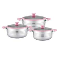 Budineras con asas de silicona color rosa / cacerolas  de Cocina 6 piezas de acero inoxidable de alta calidad resistente, compatible con cualquier fuente de calor incluyendo inducción. - Ver 3