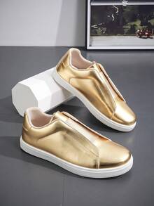 Men's Fashionable Casual Sneakers, Slip-On Sports Shoes, All Season - Gold - View 1