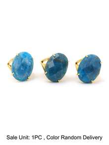 1pc Women's Natural Stone Rings Adjustable Multifaceted Egg Shape Cabochon Crystal Charm Fashionable Finger Ring Jewelry H877 - Ring - View 13