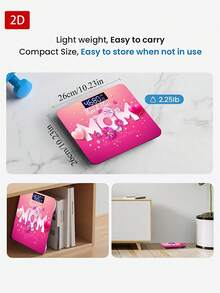 1pc LED Display Electronic Scale,Flat 2D Happy Mother's Day Illustration With Spring Flower Heart Thank You Mom Typography Lettering Bathroom Scale,Decorative Weighing Platform - Suitable For Long-Term Use,Uses AAA Batteries (Batteries Not Included) - Multicolor - View 7