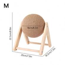 1pc Upright Cat Scratching Board, Natural Sisal Rope Cat Scratch Ball, Rotating Pet Toy For Cats And Rabbits, Wooden Interactive Indoor Pet Toy - Multicolor - View 10