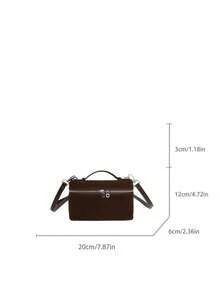 Dedoo 1pc Solid Color Litchi Grain PU Square Crossbody Wallet, Daily Fashion Accessory, Suitable For Fashionable Butter Yellow Women Handbag - Coffee - View 3