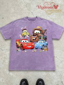 "Disney Cars Easter Lightning McQueen Crew Washed T-Shirt" - 淡紫色 - 查看 1