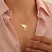 1 Mặt dây chuyền hình voi khắc tên cá nhân - Mặt dây chuyền hình động vật dễ thương bằng thép không gỉ, khắc chữ theo yêu cầu, quà tặng bền đẹp cho phụ nữ, thích hợp đeo hàng ngày, vòng cổ nữ, đồ trang sức tùy chỉnh, vòng cổ khắc tên theo yêu cầu, quà tặng Ngày của Mẹ, trang sức hình động vật, quà tặng cá nhân hóa theo yêu cầu. - Nhiều màu 2 - Xem 6