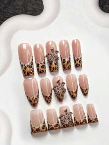 10pcs Handmade Black Floral Nail Art Set, French Press-On Nails, Medium Almond Shape Nail Stickers, Square Nails, Duck Mouth Nails, Black Nail Gel, Includes Tool Kit (1pc Jelly Sticker + 1pc Nail File), Suitable For Women And Girls, Party, Daily Nail Care Nail Supplies Handmade Press On Nails - 彩色 - 查看 2