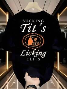 Suck And Lick C Funny Tito Drink Party Shirt Graphic Design With Tito On Both Sides Unisex Cotton Fabric Suitable Men Casual Party Wear - màu đen - Xem 7