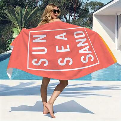 1 chiếc khăn tắm biển siêu mềm in hình "Hello Summer", chất liệu microfiber, nhiều kích cỡ, nhẹ, thích hợp cho bơi lội, cắm trại, thể thao, bãi biển hoặc phòng tập thể dục, phụ kiện bãi biển | Khăn tắm biển hiện đại | Thảm bãi biển bền, khăn tắm biển