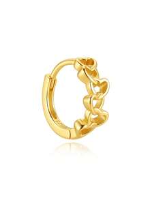 1 đôi bông tai bạc 925 mạ vàng 18K hình trái tim liên kết rỗng, thiết kế thời trang tinh tế, màu vàng, ít gây dị ứng, thích hợp cho nữ và bé gái đeo hàng ngày, quà tặng mùa cưới, tiệc tùng. - Vàng - Xem 8