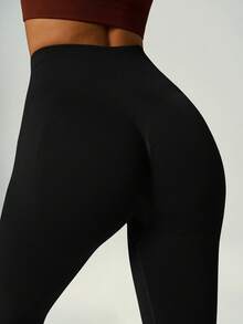 UONNOU Shaping Seamless High Waist Fitness Leggings, Tummy Control Hip Lifting Slim Stretch Yoga Pants Sports Black - Black - View 4
