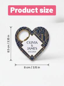 客製化開瓶器，個性化情侶姓名紀念品，婚禮小禮物開瓶器，客製化日期紀念開瓶器 - 心形5 - 查看 3