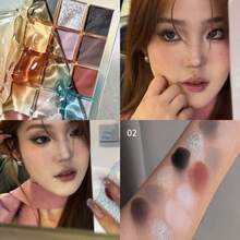 Paleta de sombras de ojos HERORANGE Ripple de 12 colores, tonos suaves gris-rosa de baja saturación, fórmula aterciopelada mate, tonos luminosos con brillo, sombras neutras versátiles para uso diario, looks ahumados de alta gama, paleta todo en uno para el trayecto y las citas - Multicolor - Ver 9