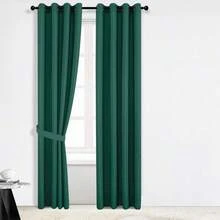 1 Piece Thermal Blackout Curtain 135x225 Cm, Total Light And UV Ray Blocking, Noise And Temperature Insulation, Ideal For Bedroom, Living Room Or TV Room - 墨綠色 - 查看 1